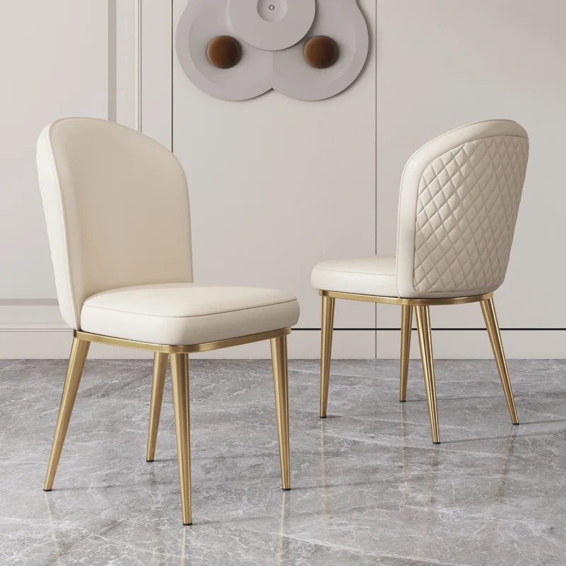 

Обеденные стулья из искусственной кожи, современные роскошные металлические домашние обеденные стулья в скандинавском стиле, кухонные европейские стулья, наборы мебели для сада