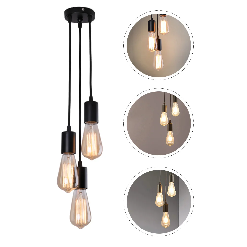 

1Pc Household Ceiling Lamp Three-head Chandelier Creative Lamp Adornment (Black)