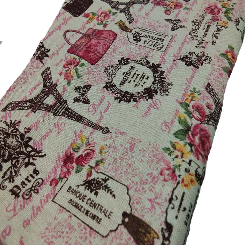 Ткань хлопковая льняная с принтом Эйфелевой башни, 48 х145 см