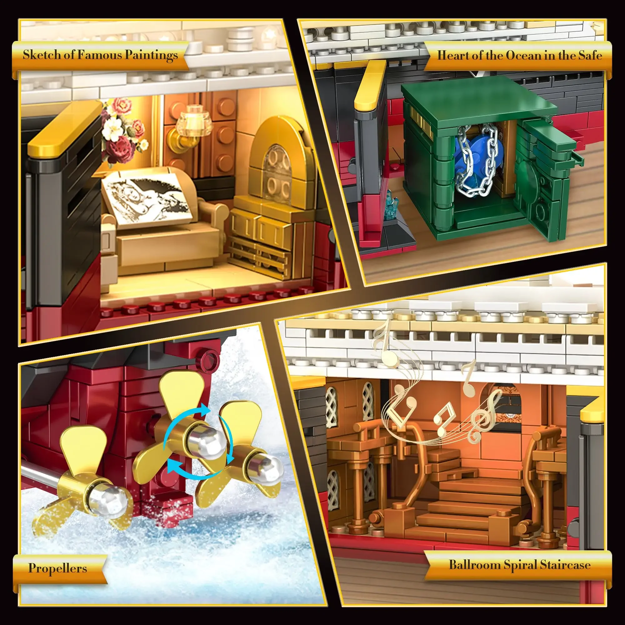 Детский конструктор круизный лайнер с подсветкой 2288 шт