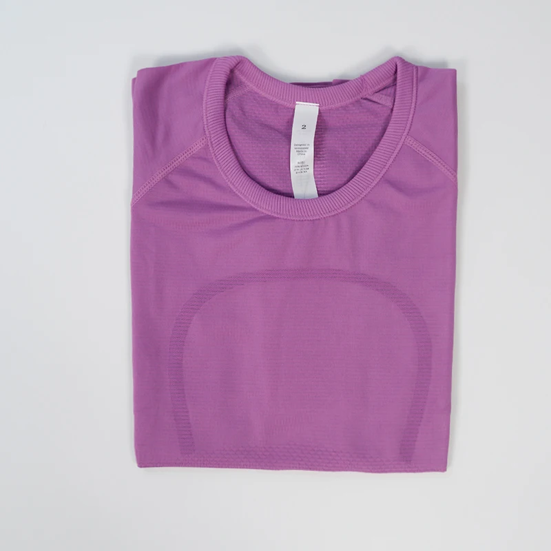 Lulu Women 2.0 Yoga T-shirt Knitting Sports Short Sleeve Quick Dry Crew Neck Swiftly Gym T-shirt Tights Jogging Fitness Clothes