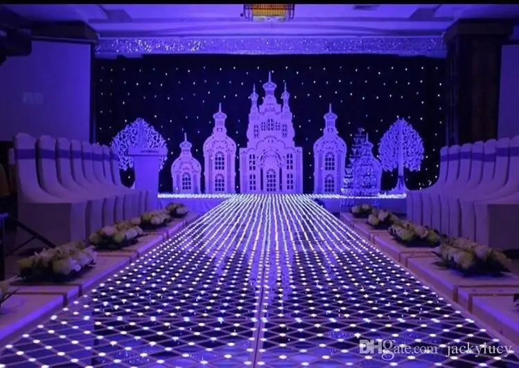 

60 X 60 CM Classic Luxury Colorful LED Crystal Wedding Decoration Aisle Runner T Station Stage Mirror Carpet Free Shipping