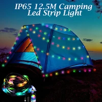 ftoyin 12 5m led strip lights remote control outdoor lampip65 rgb waterproof camping light music bluetooth usb tent string light