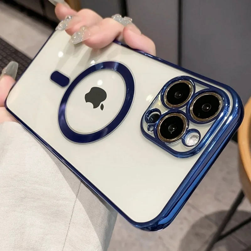 

Luxury Magnetic Wireless Charging Plating Transparent Case for IPhone 11 12 13 Pro Max X XR XS 7 8 Plus Soft Silicone Cover