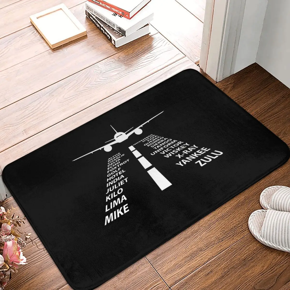 

Aircraft Airport Bathroom Non-Slip Carpet Phonetic Alphabet Pilot Airplane Aviation Bedroom Mat Welcome Doormat Home Decor Rug