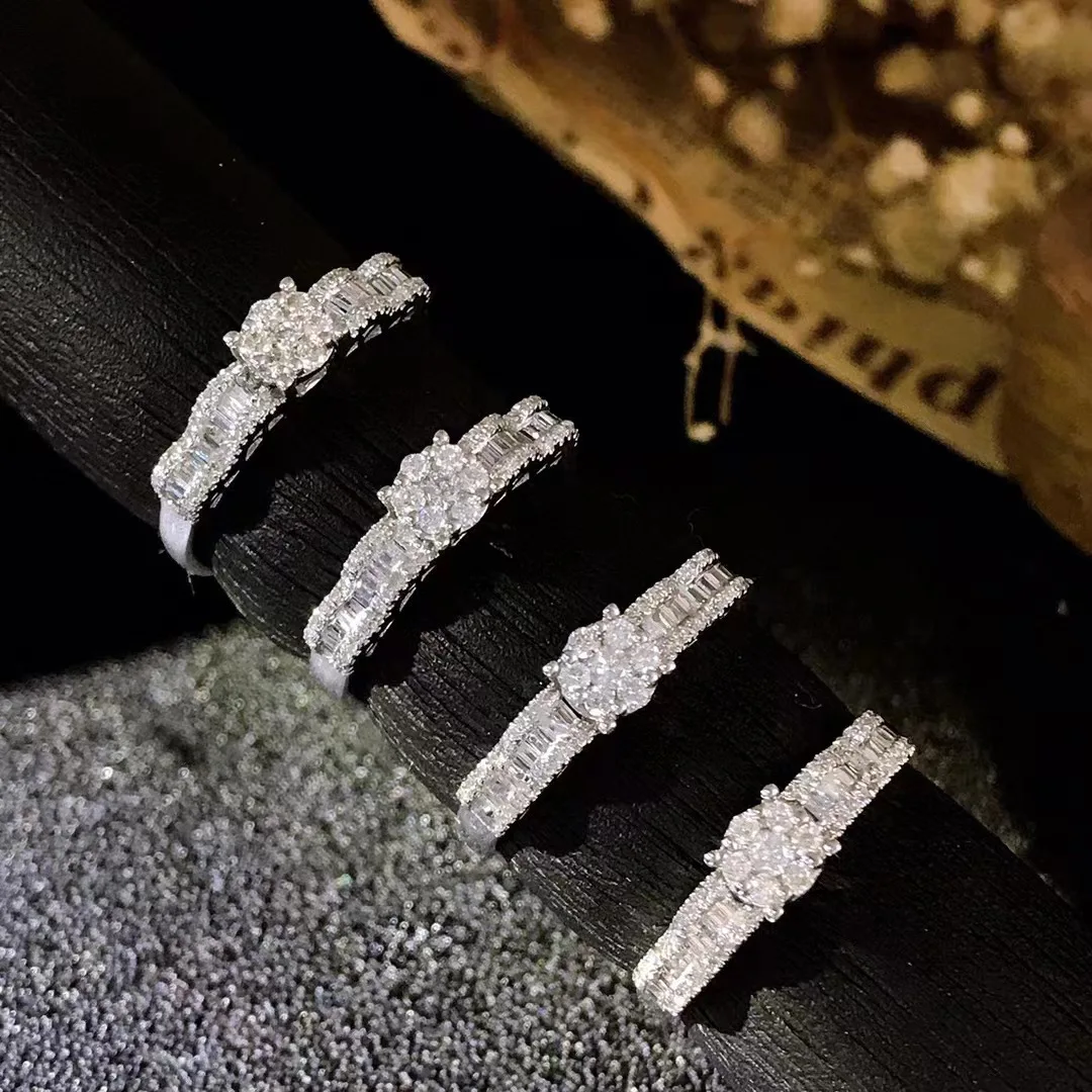 

Простой дизайн, Необычные сверкающие белые кубические циркониевые ювелирные изделия для помолвки, Женское кольцо для свадебного кольца