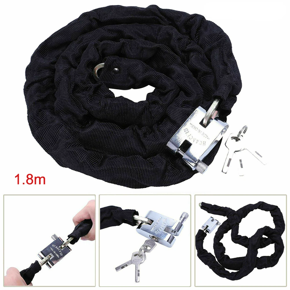 

1.8m Portable Chain Lock Durable Metal With 3 Keys Protective Outdoor Heavy Duty Motorbike Bicycle Anti Theft Security Universal