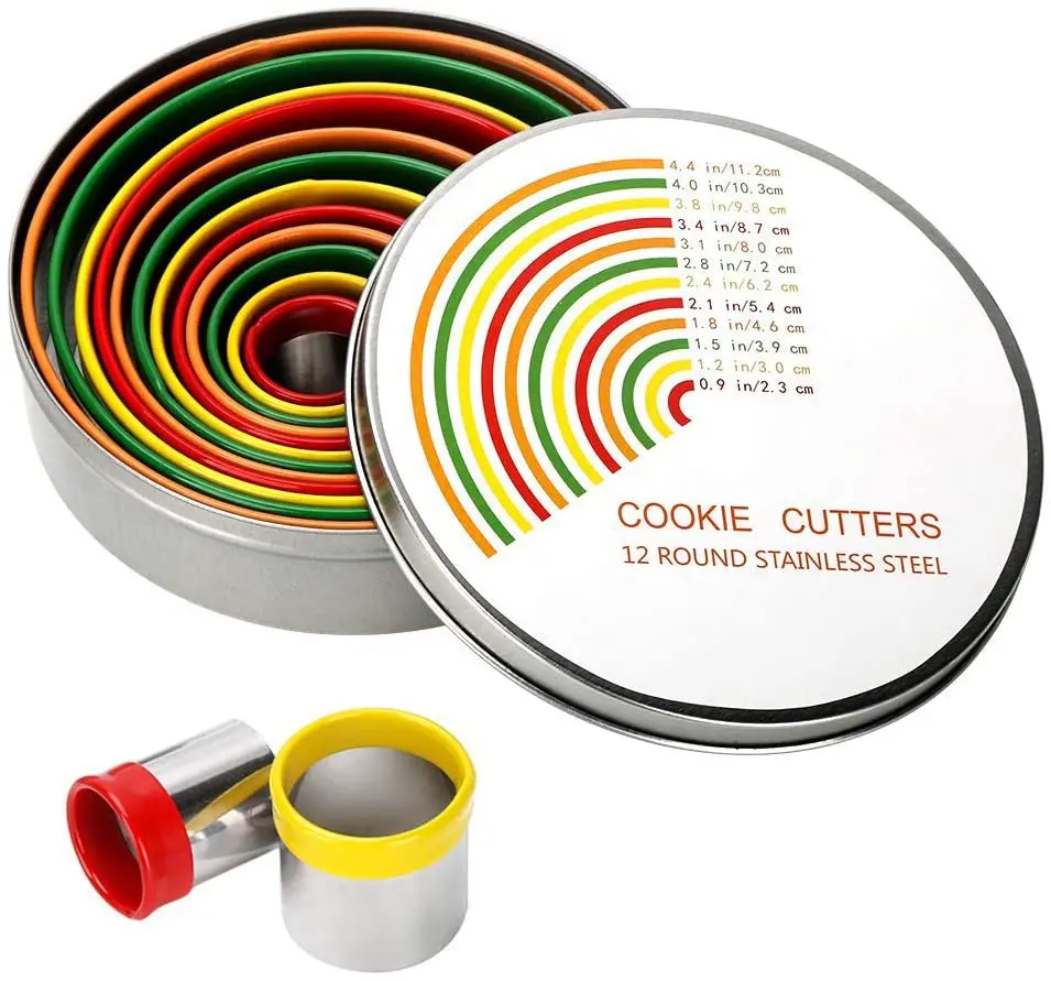 

round cookie biscuit cutter set 12 pack pastry cutters i graduated sizes for donut dough fondant clay stainless steel circle cut