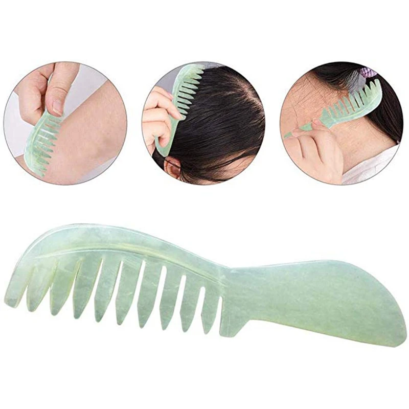

Jade Comb, Natural Jade Scraping Comb, Natural Jade Massage Board For Head Soothing Nerve, Scalp Comb