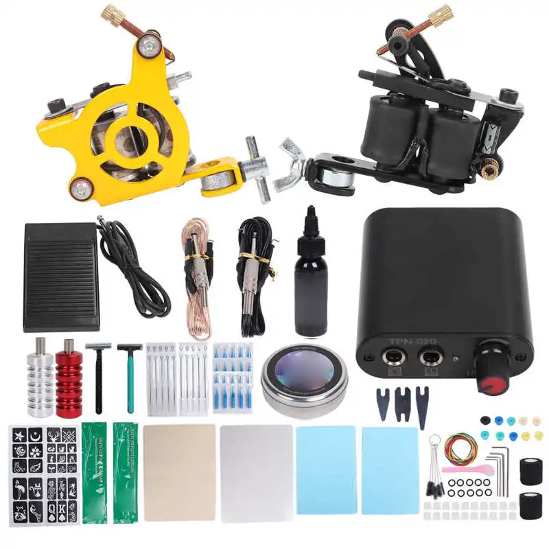 

Tattoo Kit Shock Absorption Rubber Bands Lightweight Coils Tattoo Machine Kit 90‑265V for Tattoo for Beginners