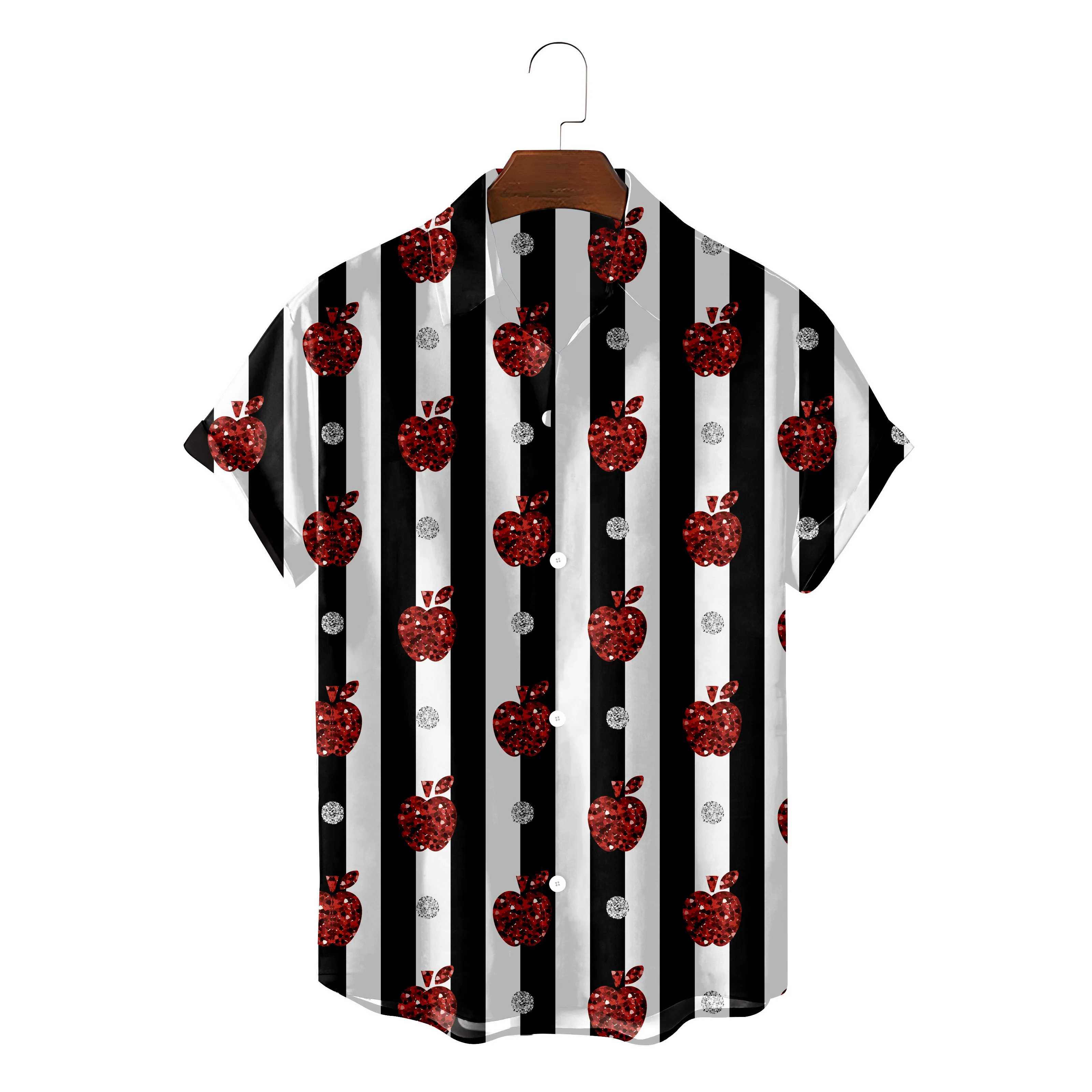 

Fashion Hawaiian Shirt For Men Summer Beach Clothes Concise Stripe Camisa Blusas Blouses Button Up Streetwear Chemise