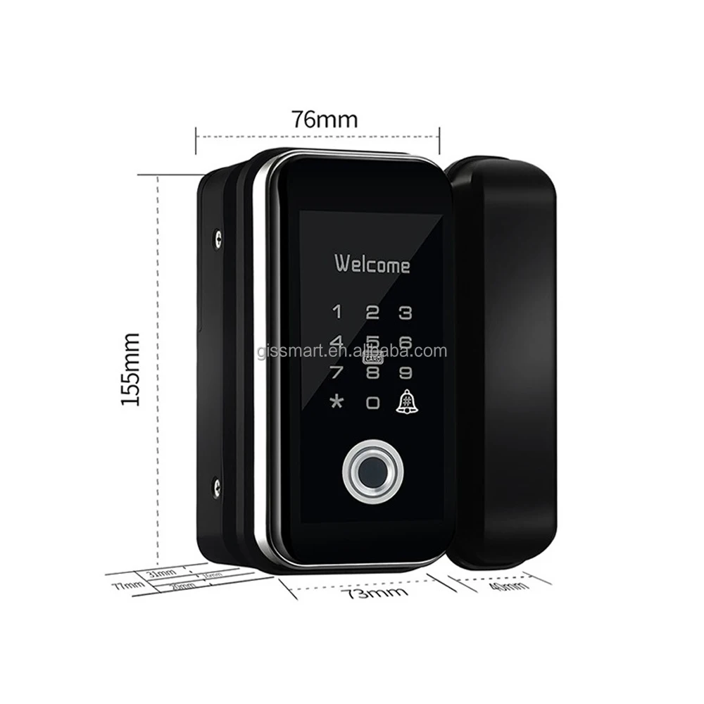 

High Quality Keyless Digital Fingerprint Glass Door Lock Automatic Biometric Frameless Smart Lock for Glass Door