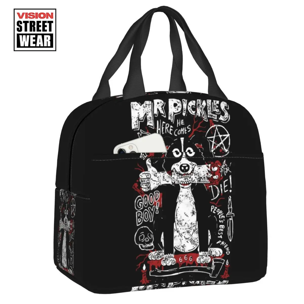 

Новинка 2023 г., изолированные мешки для ланча Mr Pickles с изображением сатаны, собаки, для телевизора, для женщин, многоразовый кулер, термоконтейнер для еды, для работы, школы и путешествий