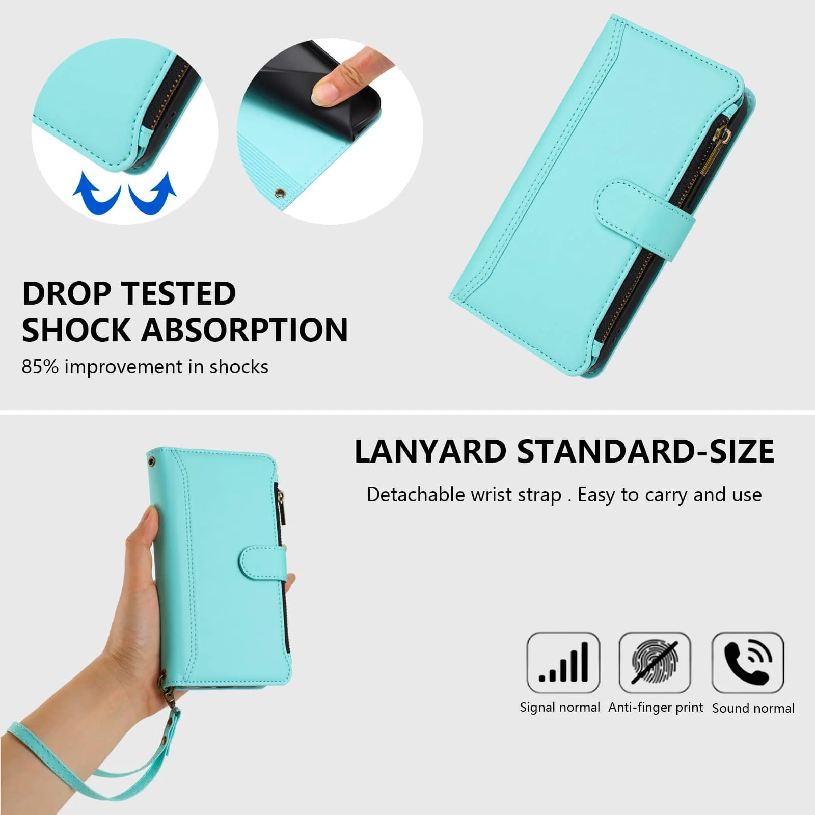 Фото Чехол-кошелек для Samsung Galaxy A15 A16 A25 A32 A36 A53 A56 A73, с RFID-защитой, подставкой, откидной крышкой, ремешком на запястье и держателем для карт №3