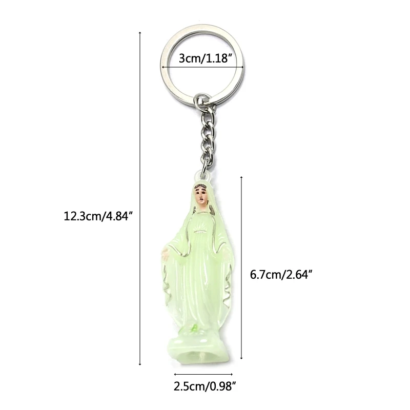 Catholic Keychain Holy Mother Glow in the Dark Key Ring Pendant Charm for Women Handbag Backpack Car Key Decoration 667A