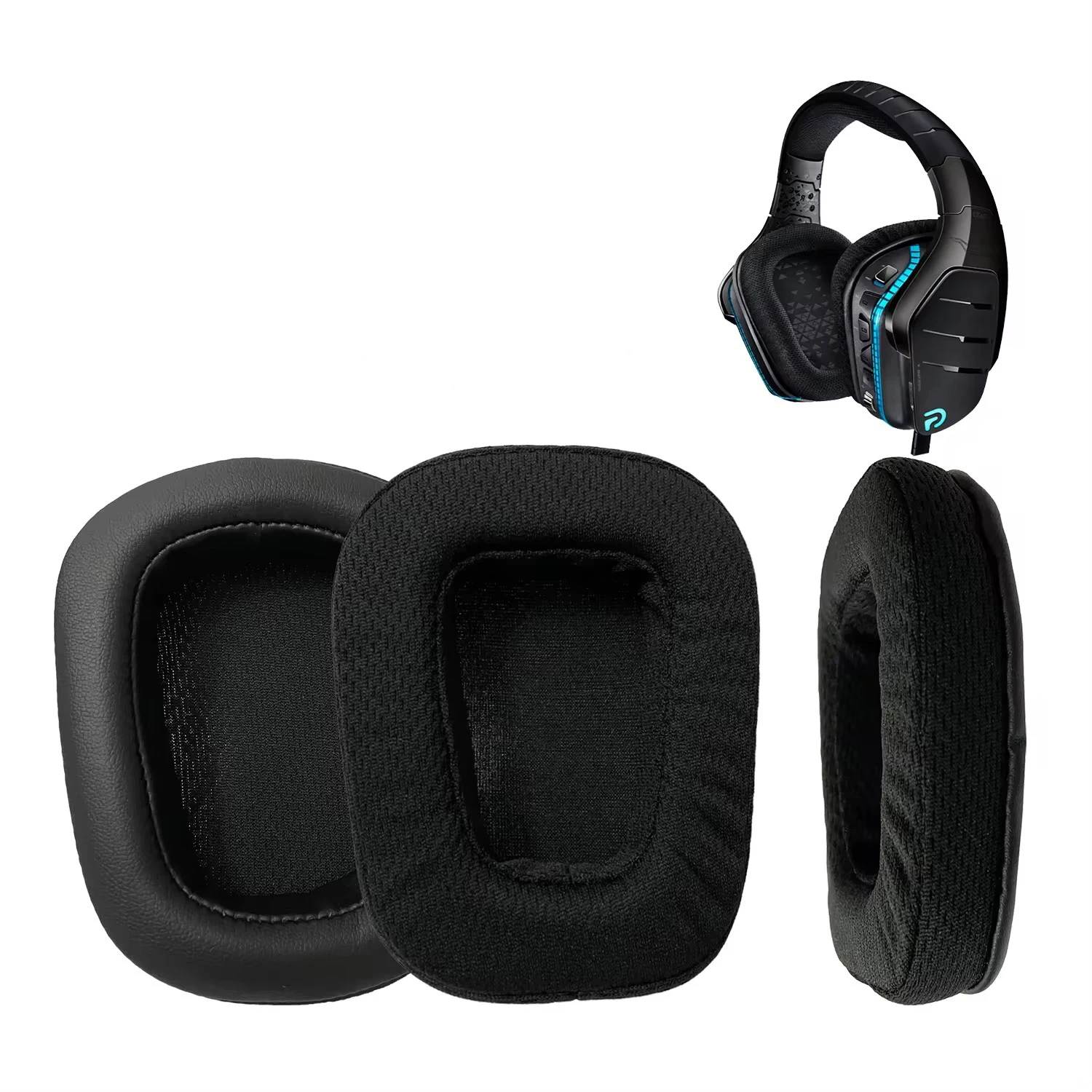 Фото Амбушюры для наушников для Logitech G633 G933, подушка, губчатый чехол, дышащая кожаная сетчатая крышка для ушей, защитный чехол для гарнитуры №1