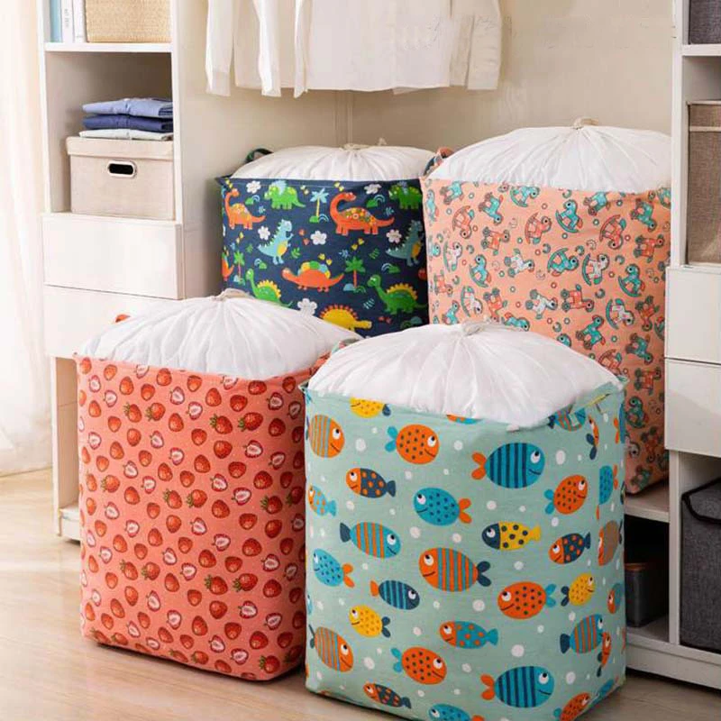 

Cotton Storage Bag Organizer Clothes Storage Cases Blanket Quilt Wardrobe Suitcase Pouch Suitcase Packing Bags Home Organization