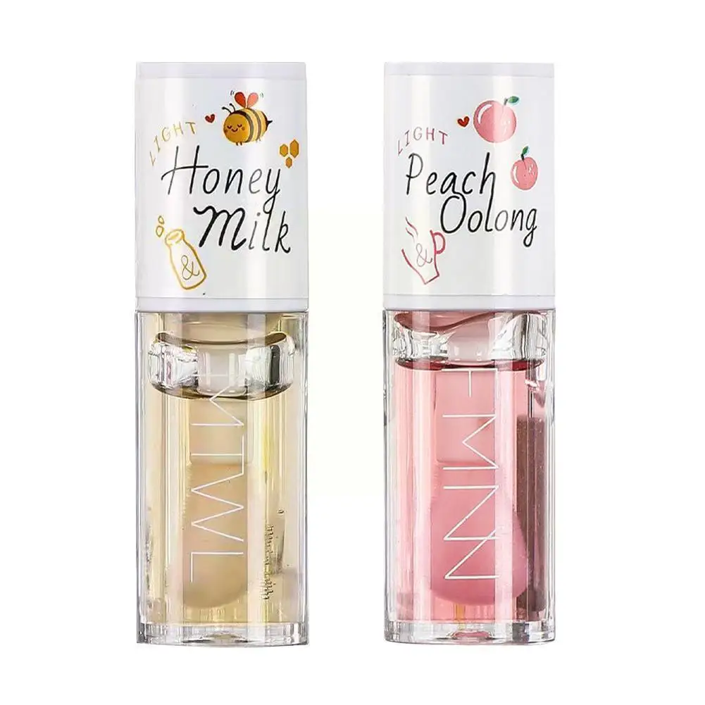 

Sdotter Korean Kawaii Lip gloss Honey Peach Lip Oil Long Lasting Moisturizes Serum E Non-sticky Lip Lip Care Vitamin Plumper Lip