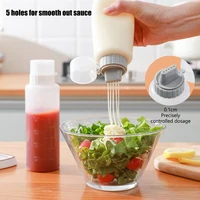 4pcs plastic sauce bottle with scale kitchen five hole squeeze seasoning bottle with leak proof cap honey dispenser container