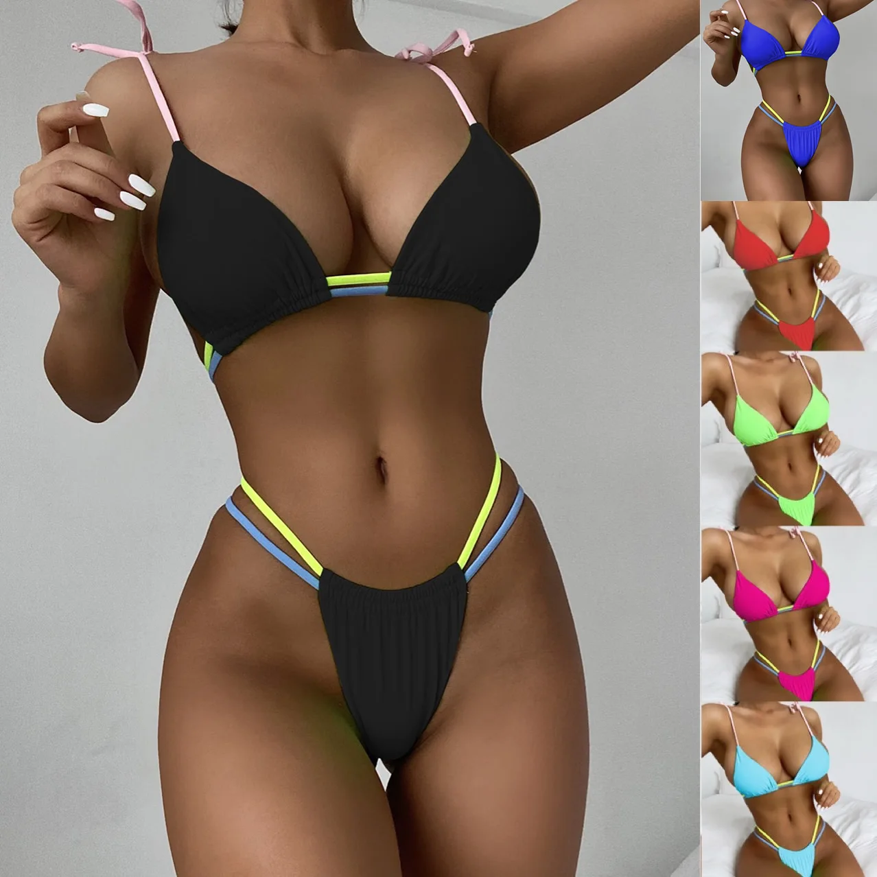 

2022 Micro Bikini Set Women's Neon Bandage Swimwear Female Summer Bathing Suits Triangle Ladies Swimsuit Sexy Biquini XL