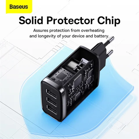 Baseus 17 Вт USB-зарядное устройство 3 USB-зарядное устройство для быстрой зарядки для мобильного телефона iPhone Xiaomi Портативное настенное зарядное устройство с несколькими портами Адаптер ЕС