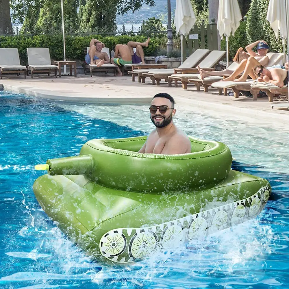 

Tank Inflatable Pool Float Inflatable Battle Rafts Toy with Squirt Guns Summer Parties Friends and Family Water Play Pool Games