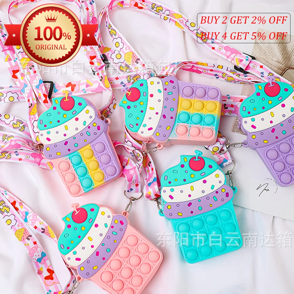 

Симпатичный Радужный Кошелек для монет и мороженого в виде вишни, игрушки-антистресс для детей и девочек, Простой сенсорный кошелек с затем...