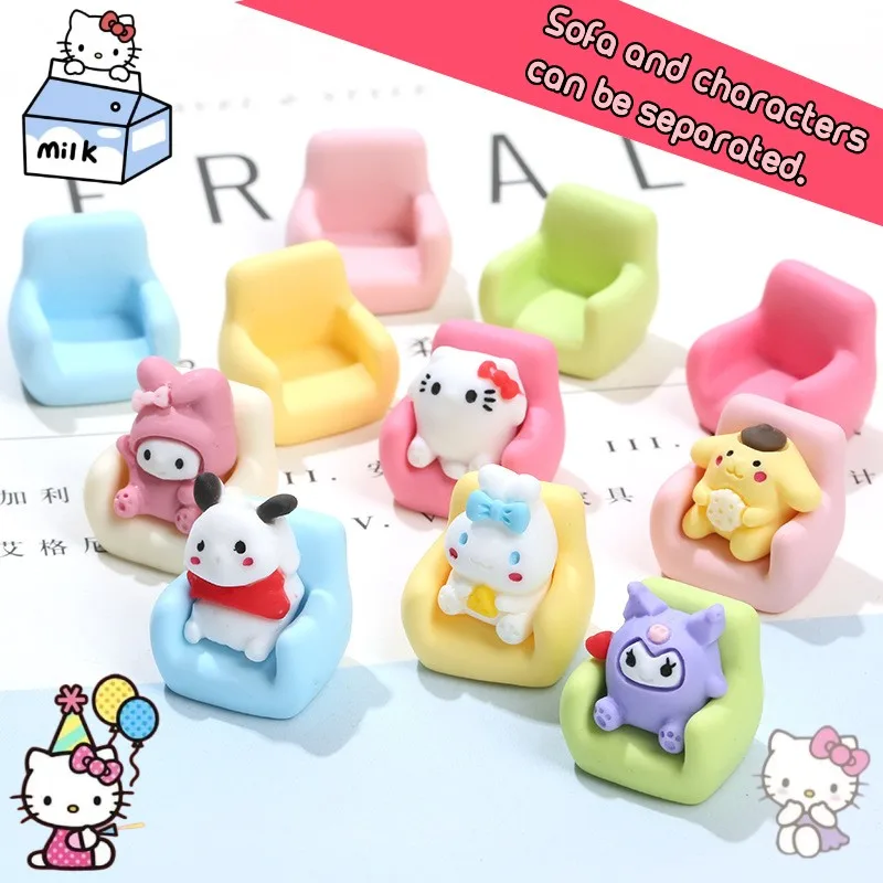 

Hellokitty Kuromi Melody Sofa Baby Series Anime Car Accessories Cartoon Diy Phone Case Accessories Kawaii Mini Desktop Ornaments