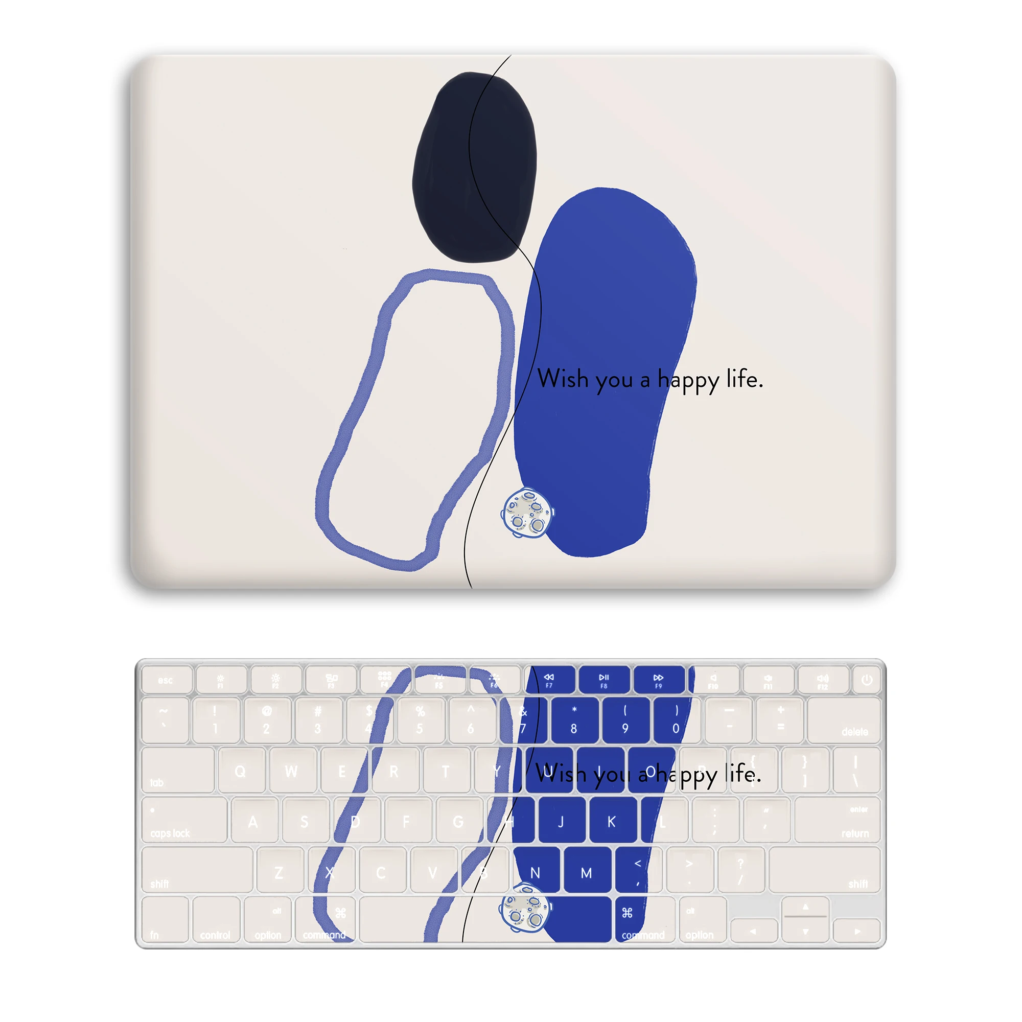 

1 SET Yoget INS Happy Life Laptop Case Protector For Macbook Notebook Cover With Keyboard Mask Customize For Macbook Case Decor
