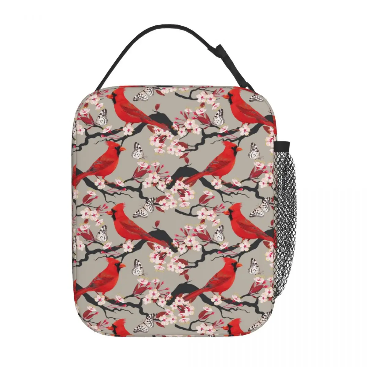 

Beautiful Northern Cardinal Product Insulated Lunch Bag Cardinalis Birds Butterfly Storage Food Box Thermal Cooler Bento Box