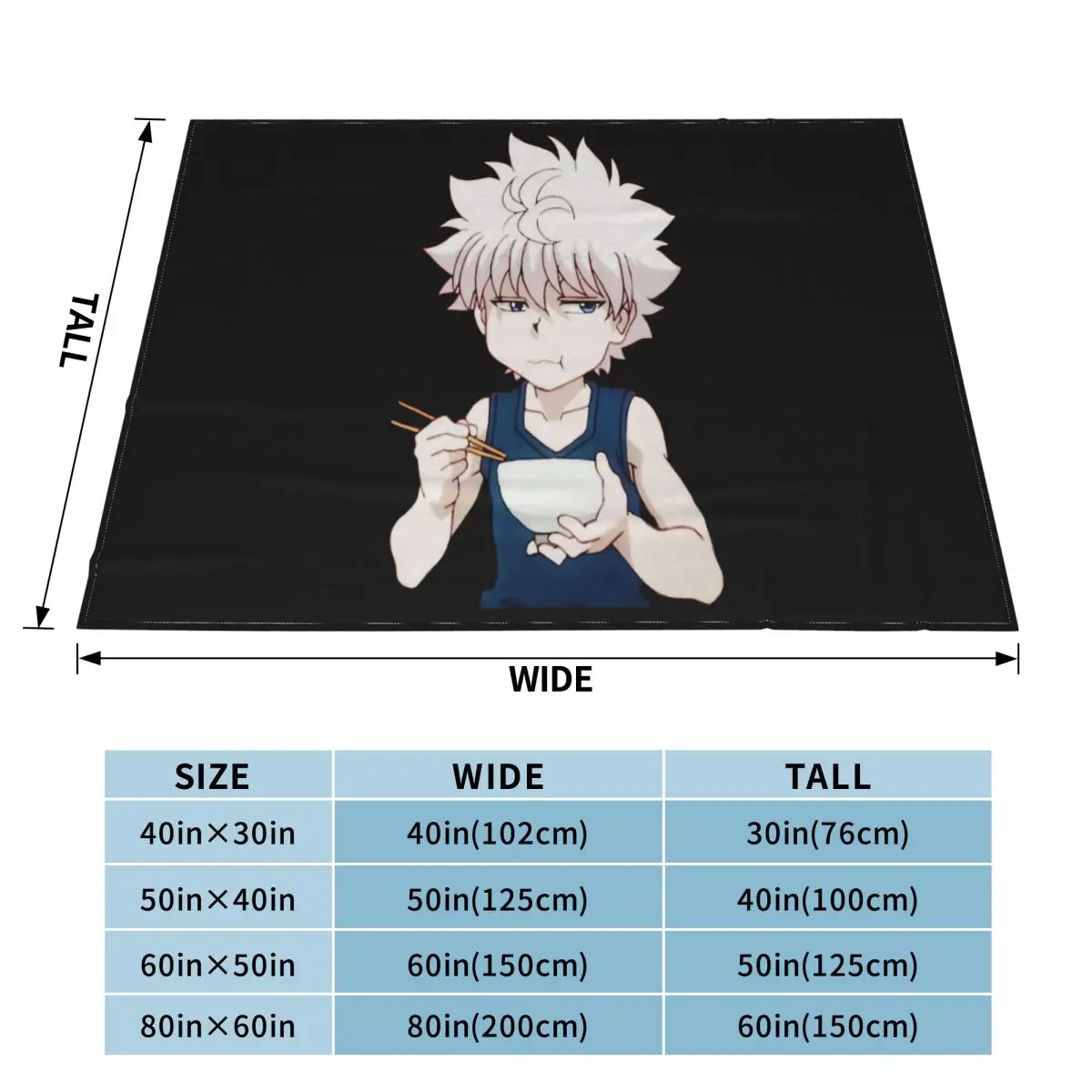 Милое черное одеяло Killua Zoldyck Hunter X с забавным мемом Manga Baka Otaku для женщин и мужчин