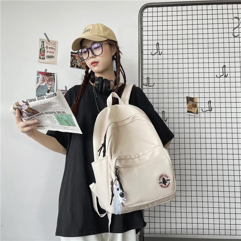 

Harajuku Backpack Zipper School Bag For Middle School Girl Students Water-repellent Wear Resistant 20-35L Backpack