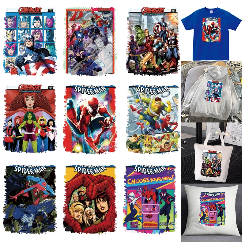 Гладильные аппликации в ретро стиле с героями Мстителей нашивки для одежды