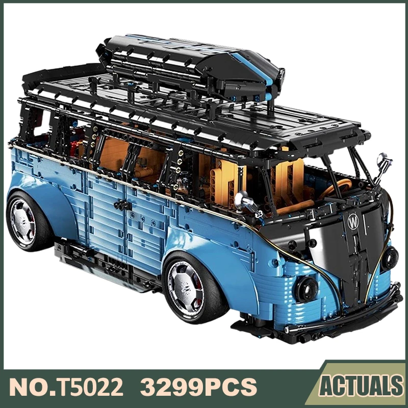 

MOC Construction Camper Volkswagen Car Model Classic Bus T5022 Building Blocks Bricks Kid Toys Birthday Gifts