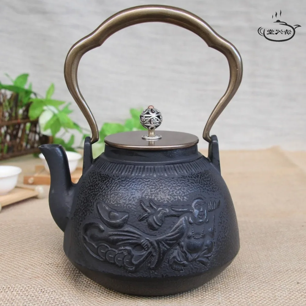 

Japanese The copper pot cover Large cast Boil tea set iron teapot maitreya