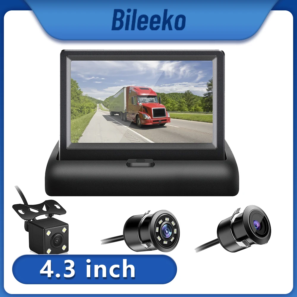 

Bileeko 4.3 inch Foldable Car Monitor TFT LCD Display Cameras Reverse Camera Parking System for Car Rearview Monitors NTSC PAL