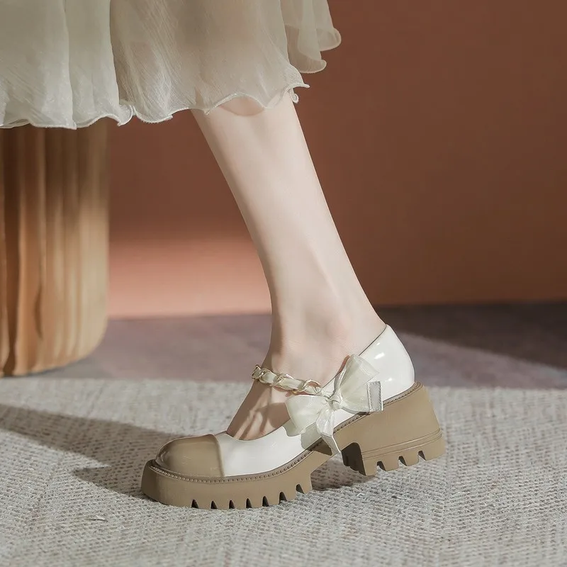 

Shoes Rubber Soft Leather Shoes Girl's Flat with School Shoes Beading Bow Shoe Black Platform Sandals Shoes for Women