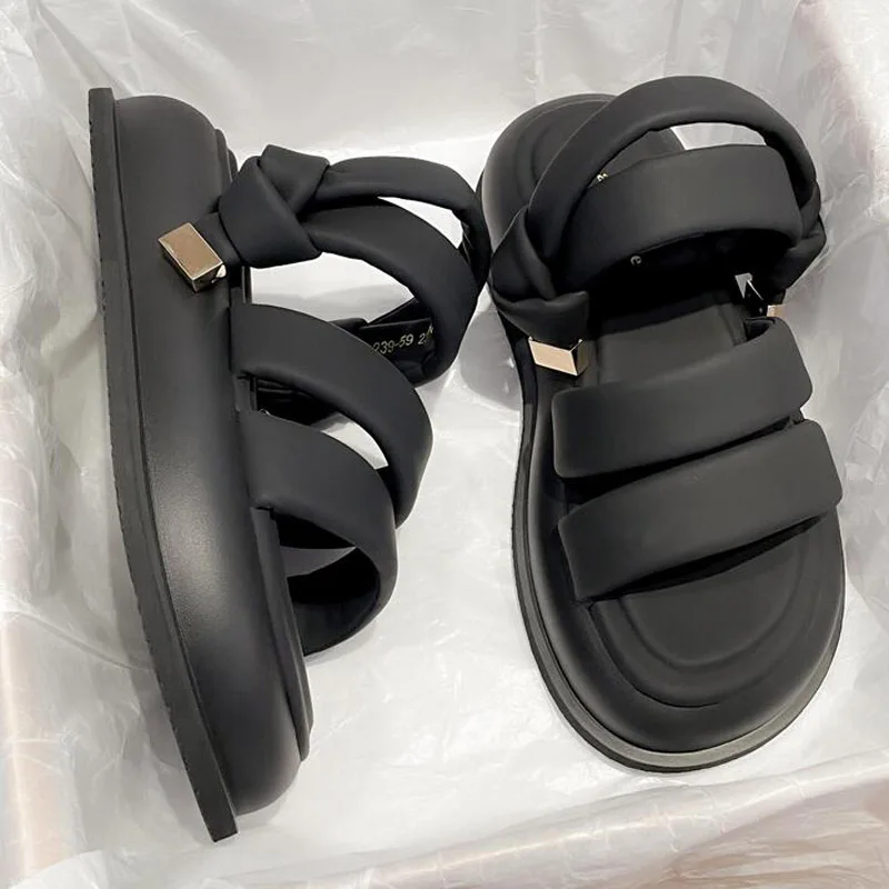 

Шлепанцы женские на плоской платформе, пляжные сандалии, роскошные уличные шлепанцы, брендовые дизайнерские сланцы, летняя обувь, большие размеры 40