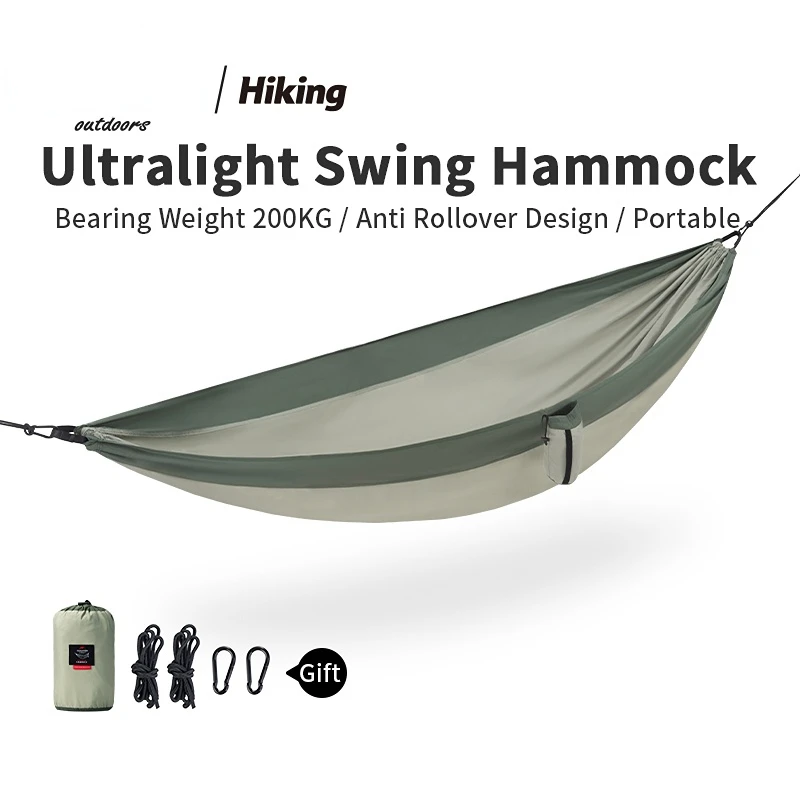 

Ultralight 1/2 Persons Swing Hammock Portable 600g Anti Rollover Outdoor Forest Camping Hammock 200kg Bearing Weight