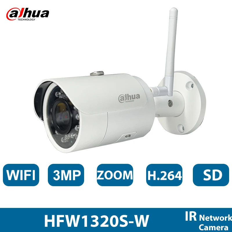 

Dahua Original IPC-HFW1320S-W 3MP WiFi Bullet Camera Outdoor Home MIni Wireless Monitor Support SD Card IR 30m IP67 Digital Zoom