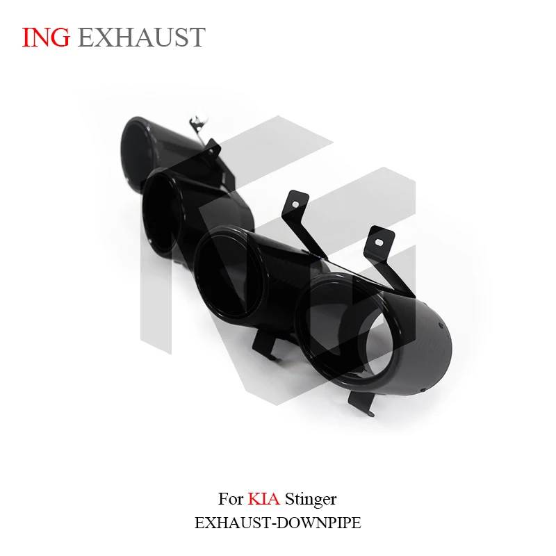 Черные насадки на заднюю выхлопную систему ING из углеродного волокна для KIA Stinger