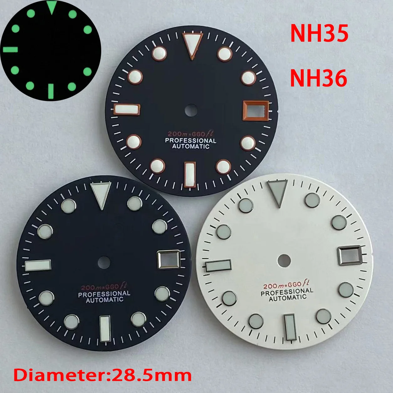 

Зеленый циферблат для часов SKX007 NH35 NH36, 28,5 мм