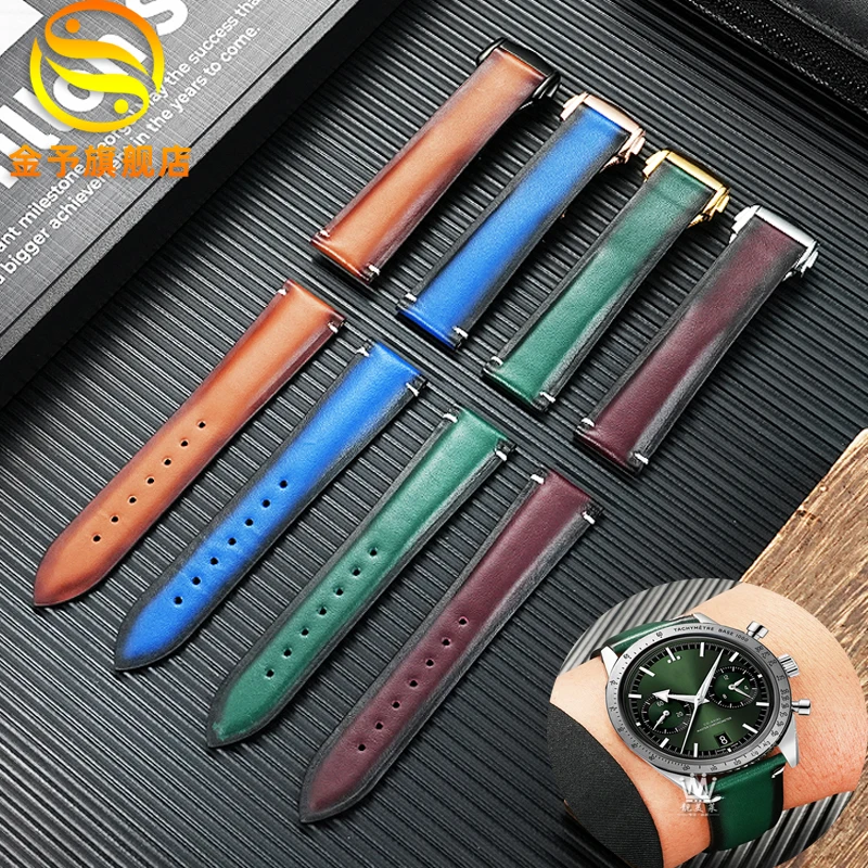 Фото Часы из натуральной кожи в стиле ретро для Omega Speedmaster Series 332.12.41, мужской ремешок из воловьей кожи с аксессуарами Speedmaster 57 №1