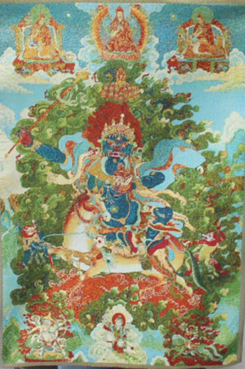 

Tibet Silk Cloth Mahakala Wrathful Deity Je Tsongkhapa Buddha Thangka