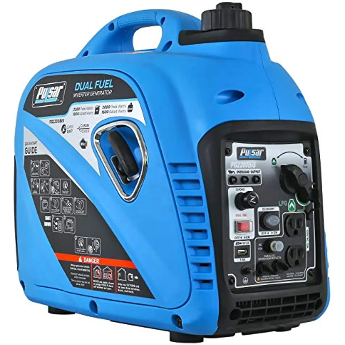 

Pulsar 2,200W Portable Dual Fuel Quiet Inverter Generator with USB Outlet & Parallel Capability, CARB Compliant, PG2200BiS