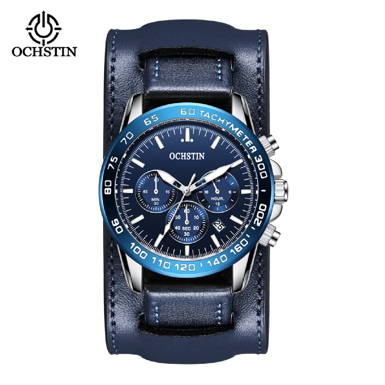 

OCHSTIN Luxury Brand Fashion Men Brown Quartz Wristwatches for Male Luminous Chronograph Dial Leather Clock Casual Sports Watch