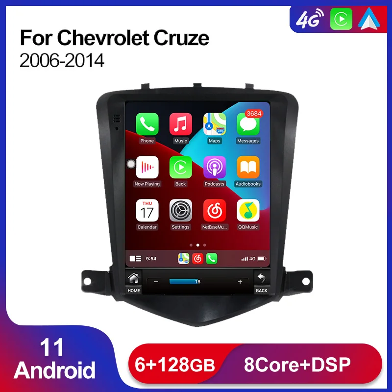 

6+128G Android 11 Car Radio Multimedia Video Player For Chevrolet Cruze J300 2008-2013 Navigation GPS 4G Wifi Tesla Style Screen