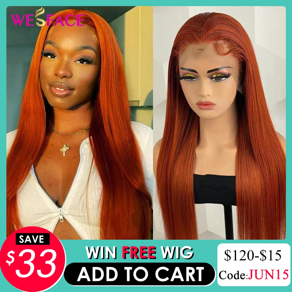 

Orange Ginger Straight Lace Front Wig Brazilian Pre Plucked Human Hair Wigs For Women 13x4 HD Lace Frontal Wig Human Hair
