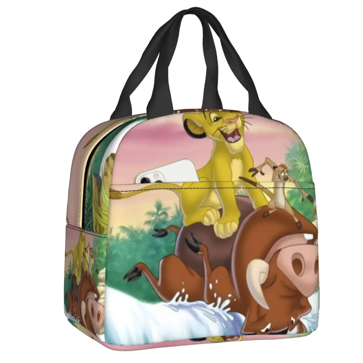 

Italian Animated Television Lion King Simba Insulated Lunch Bag for Work School Waterproof Thermal Cooler Bento Box Women