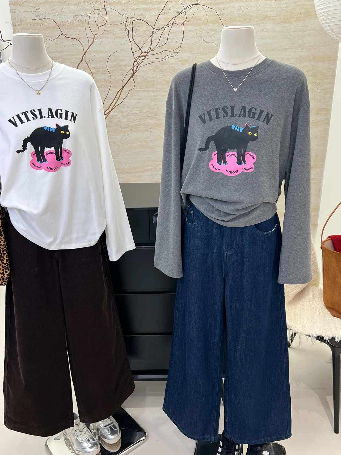 Xiaozhe контрастного цвета с круглым вырезом модная рубашка длинными рукавами и